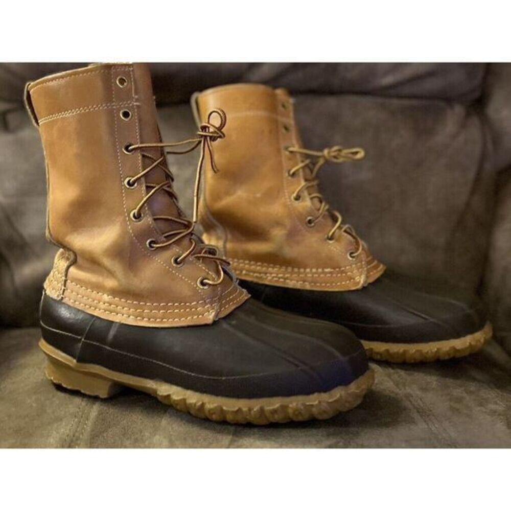 LL Bean Vtg's Size 5 N (narrow) Maine Hunting Duck Boots 8 Eye Leather USA‎